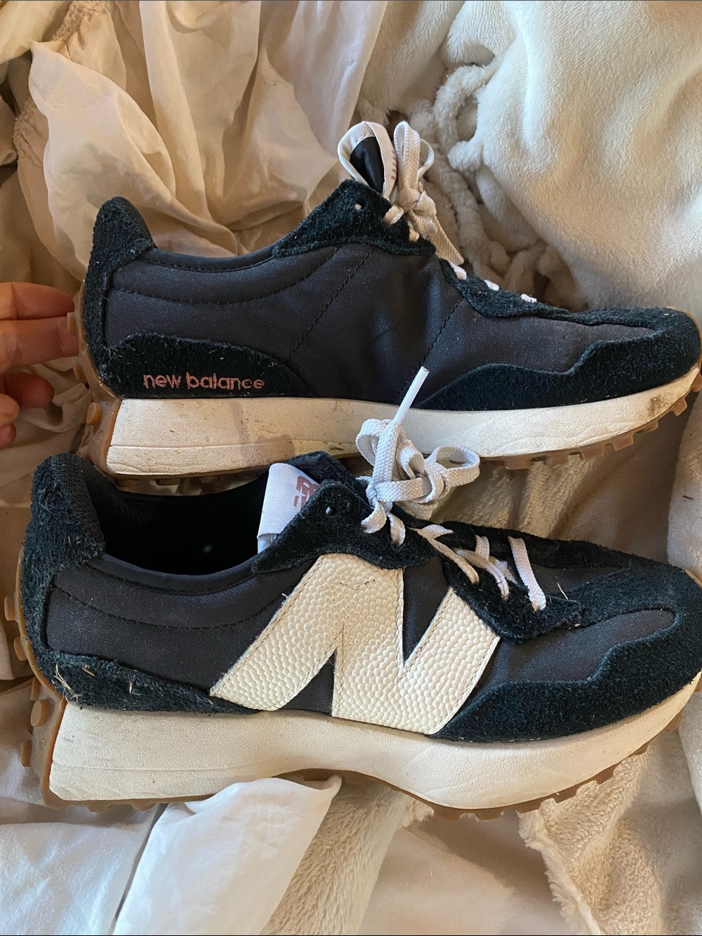 New Balance Black and White Retro Runner Platform Sneakers